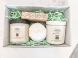 Maid of Orleans Spa Gift Set: Oatmeal, Honey, and Goat's Milk Bliss - Handmade Soap, Body Butter, Bath Bomb, Body Scrub
